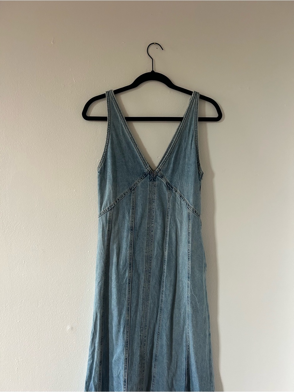Zara Light Blue Denim Dress with Contrast Topstitching